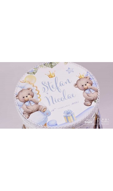 Trusou botez ursulet si broderie personalizata Teddy Bear King 14